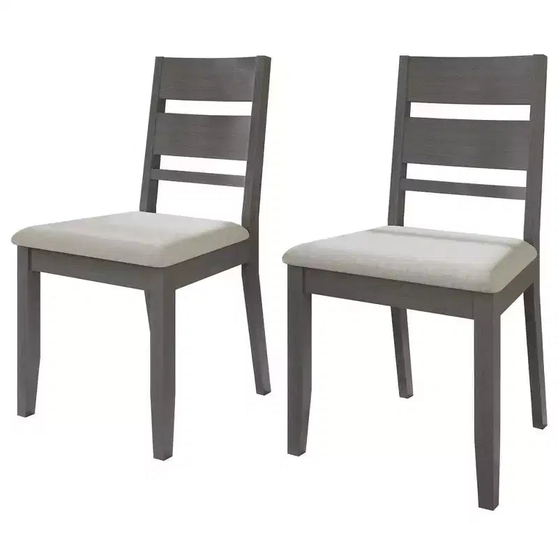 Sedia da pranzo in legno ChaletPosh con rivestimento grigio caldo (set da 2)
