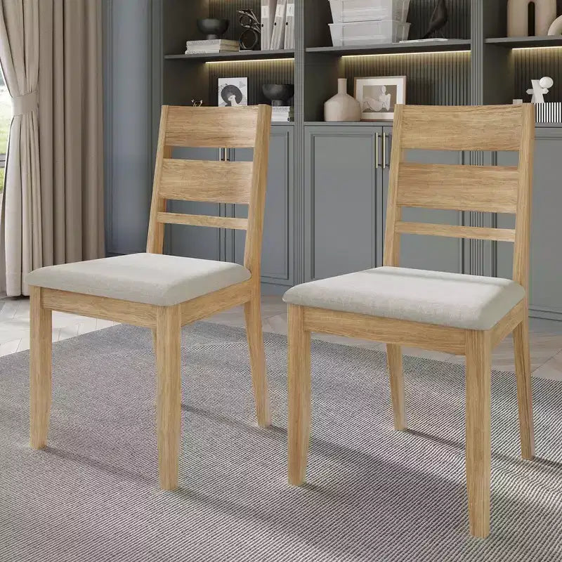 Sedia da pranzo in legno ChaletPosh con rivestimento grigio caldo (set da 2)