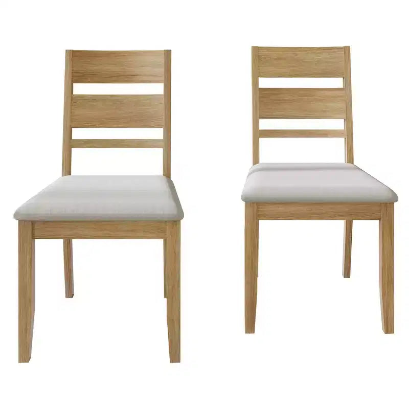 Sedia da pranzo in legno ChaletPosh con rivestimento grigio caldo (set da 2)