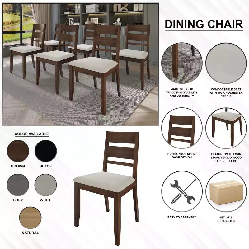 Sedia da pranzo in legno ChaletPosh con rivestimento grigio caldo (set da 2)