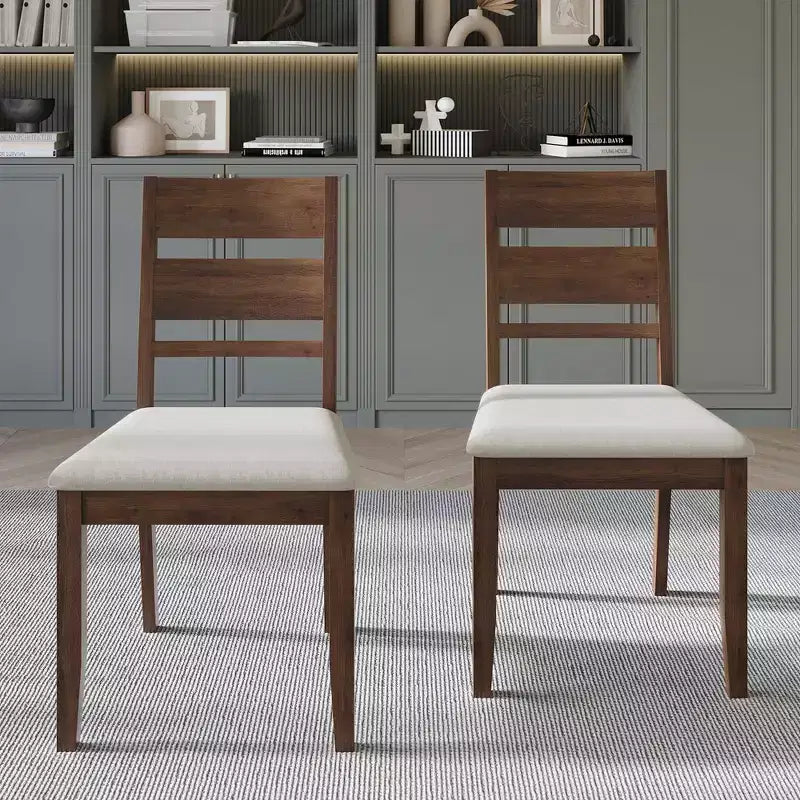 Sedia da pranzo in legno ChaletPosh con rivestimento grigio caldo (set da 2)