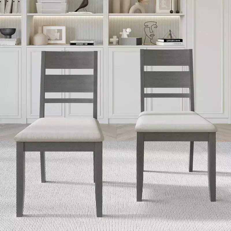 Sedia da pranzo in legno ChaletPosh con rivestimento grigio caldo (set da 2)