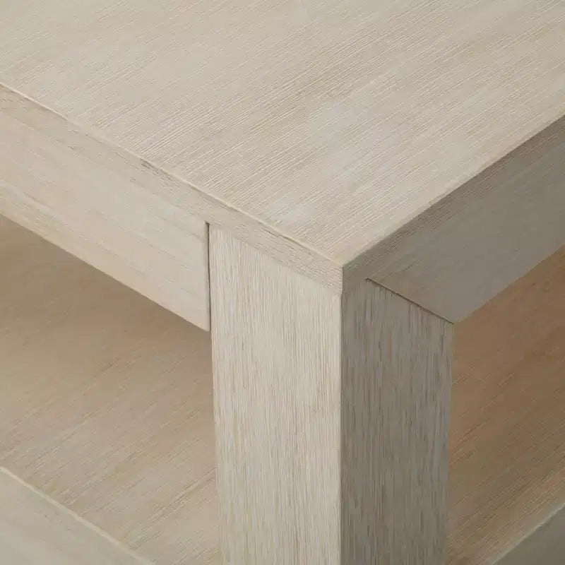 Tavolino da salotto rettangolare moderno Plank+Beam 40 con ripiano, Tavolo in legno massiccio con contenitore
