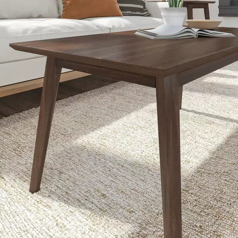 Plank+Beam Tavolini da caffè moderni di metà secolo in legno massiccio, 40" per il soggiorno