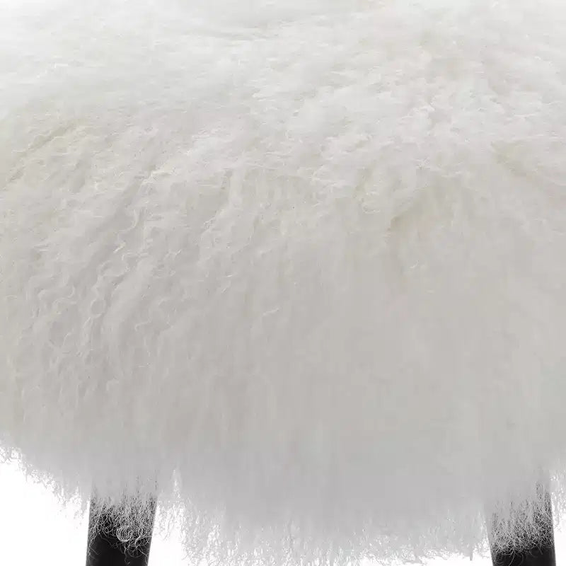 Sgabello d'accento Uttermost Wooly in pelle di pecora bianca