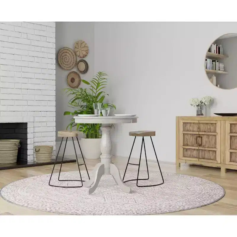 Carolina Living Salem Tavolino da bar rotondo con piedistallo in legno naturale Driftwood