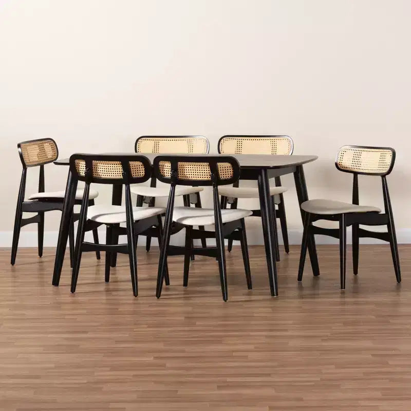 Set da pranzo 7 pezzi Baxton Studio Tarana in legno stile moderno di metà secolo