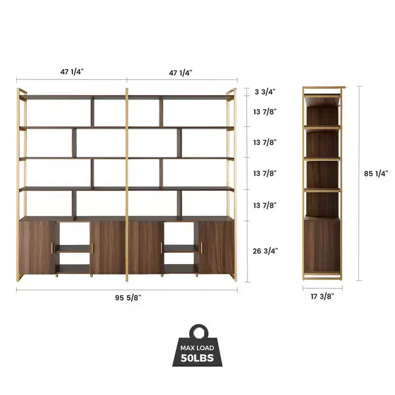 Libreria EUREKA ERGONOMIC Napa in legno, con mobiletto inferiore e ripiani regolabili