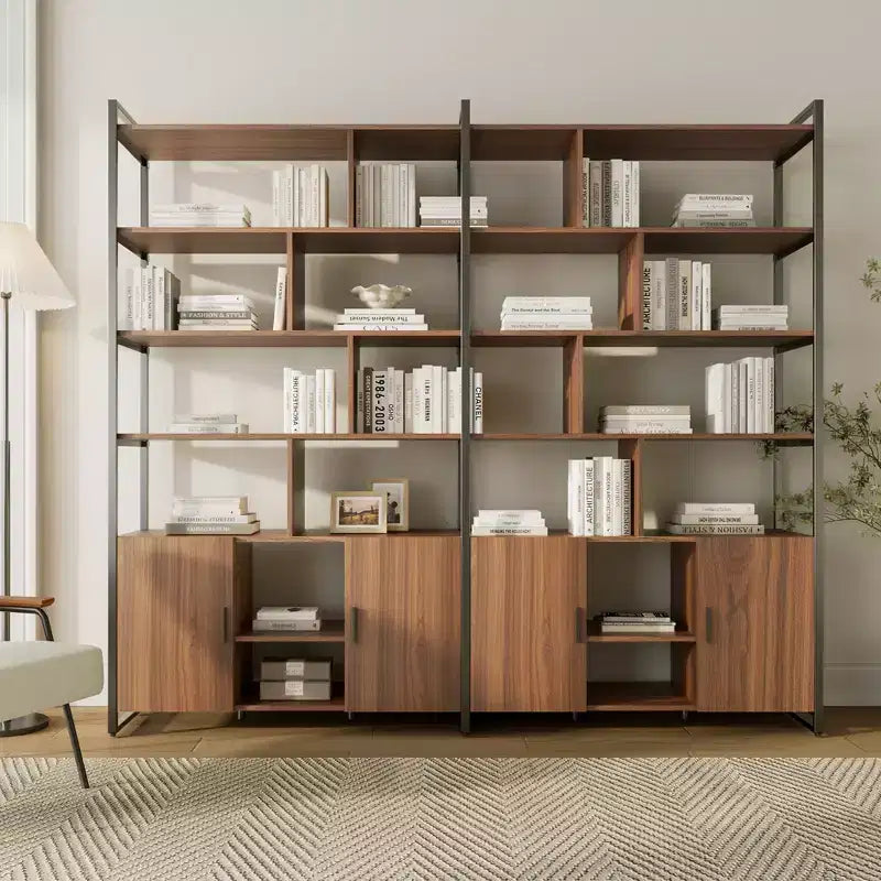 Libreria EUREKA ERGONOMIC Napa in legno, con mobiletto inferiore e ripiani regolabili