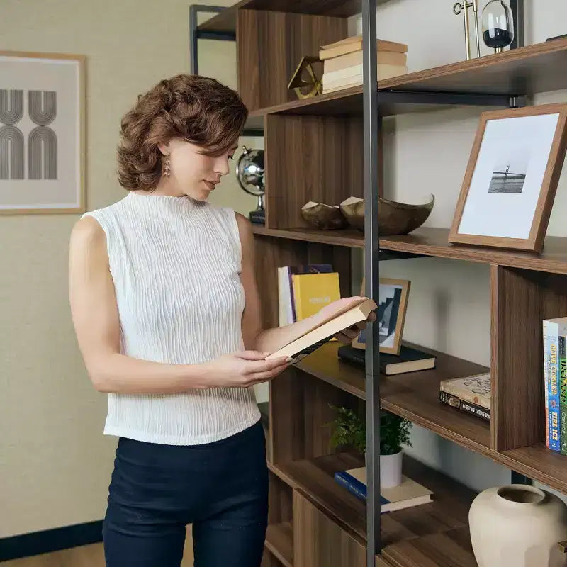 Libreria EUREKA ERGONOMIC Napa in legno, con mobiletto inferiore e ripiani regolabili