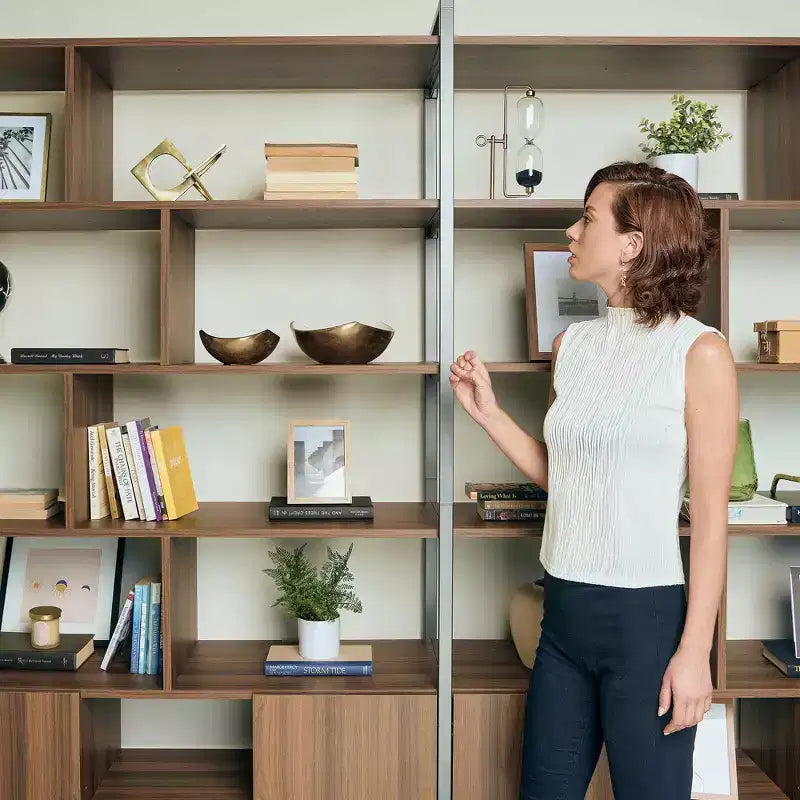 Libreria EUREKA ERGONOMIC Napa in legno, con mobiletto inferiore e ripiani regolabili