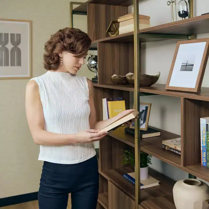 Libreria EUREKA ERGONOMIC Napa in legno, con mobiletto inferiore e ripiani regolabili