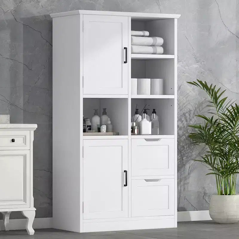 Mobiletto da bagno alto 62 pollici, mobiletto indipendente con cassetto e ripiano regolabile, mobiletto per dispensa per bagno e soggiorno