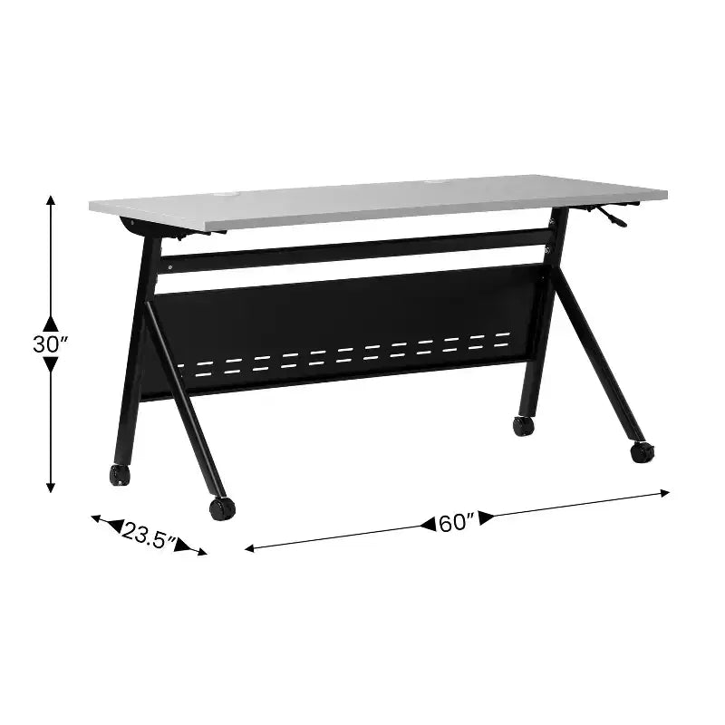 Tavolo da addestramento Flash Furniture Davis impilabile e ribaltabile per uso commerciale, con gambe a Y, pannello frontale, piano del tavolo e struttura