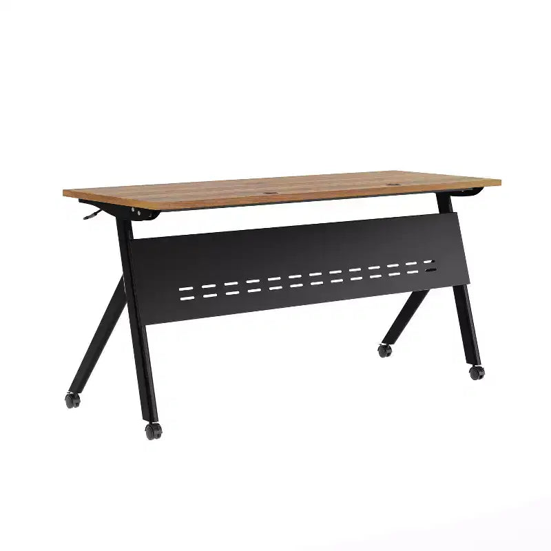 Tavolo da addestramento Flash Furniture Davis impilabile e ribaltabile per uso commerciale, con gambe a Y, pannello frontale, piano del tavolo e struttura