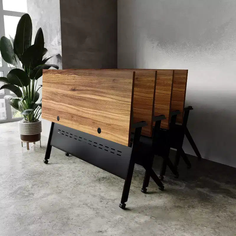 Tavolo da addestramento Flash Furniture Davis impilabile e ribaltabile per uso commerciale, con gambe a Y, pannello frontale, piano del tavolo e struttura