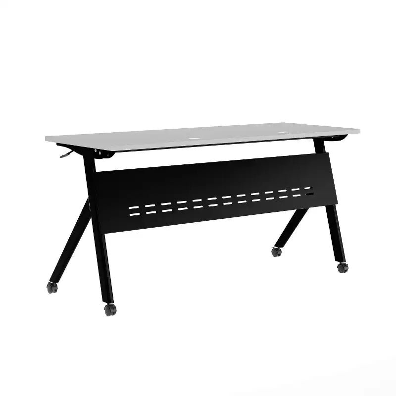 Tavolo da addestramento Flash Furniture Davis impilabile e ribaltabile per uso commerciale, con gambe a Y, pannello frontale, piano del tavolo e struttura