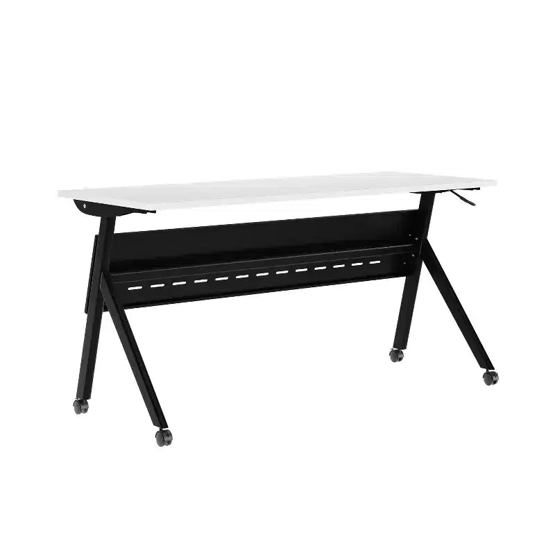 Tavolo da addestramento Flash Furniture Davis impilabile e ribaltabile per uso commerciale, con gambe a Y, pannello frontale, piano del tavolo e struttura