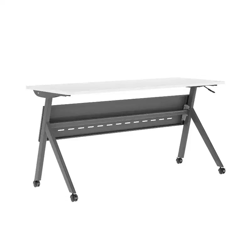 Tavolo da addestramento Flash Furniture Davis impilabile e ribaltabile per uso commerciale, con gambe a Y, pannello frontale, piano del tavolo e struttura
