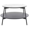 Alexy Round Coffee Table - White Marble/Black - Safavieh