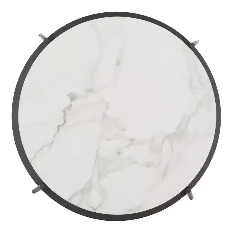 Tavolino rotondo Alexy - Marmo Bianco/Nero - Safavieh