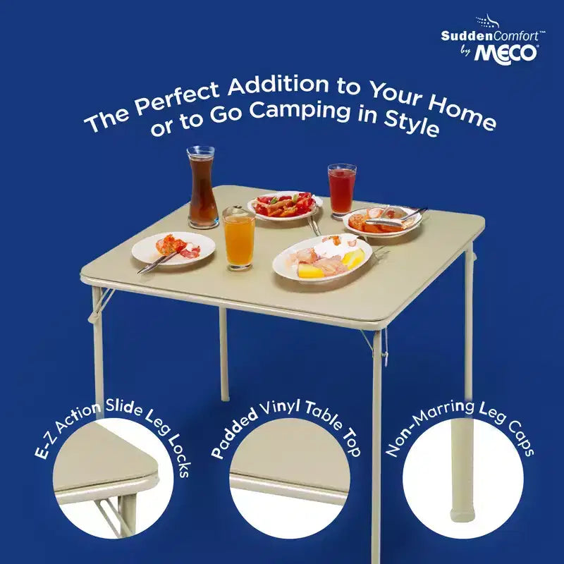 Tavolo pieghevole quadrato MECO Sudden Comfort 34 x 34 pollici in metallo per sala da pranzo/gioco