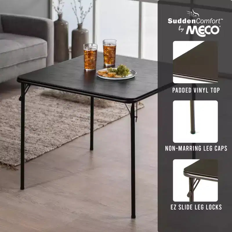 Tavolo pieghevole quadrato MECO Sudden Comfort 34 x 34 pollici in metallo per sala da pranzo/gioco