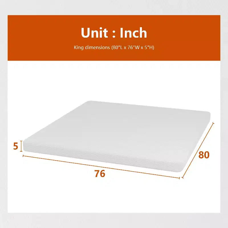 FDW Materasso in Memory Foam da 5 Pollici, Durezza Media, Certificato CertiPUR-US, Materasso in Scatola, Antidecubito, Senza Fibra di Vetro, Bianco