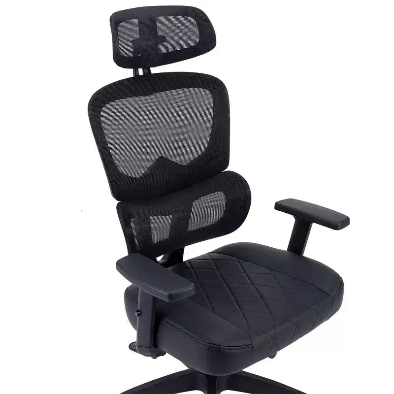 Sedia da ufficio ergonomica VECELO girevole con schienale alto in rete, poggiatesta e braccioli regolabili, supporto lombare per dirigenti/scrivania computer/lavoro, nera