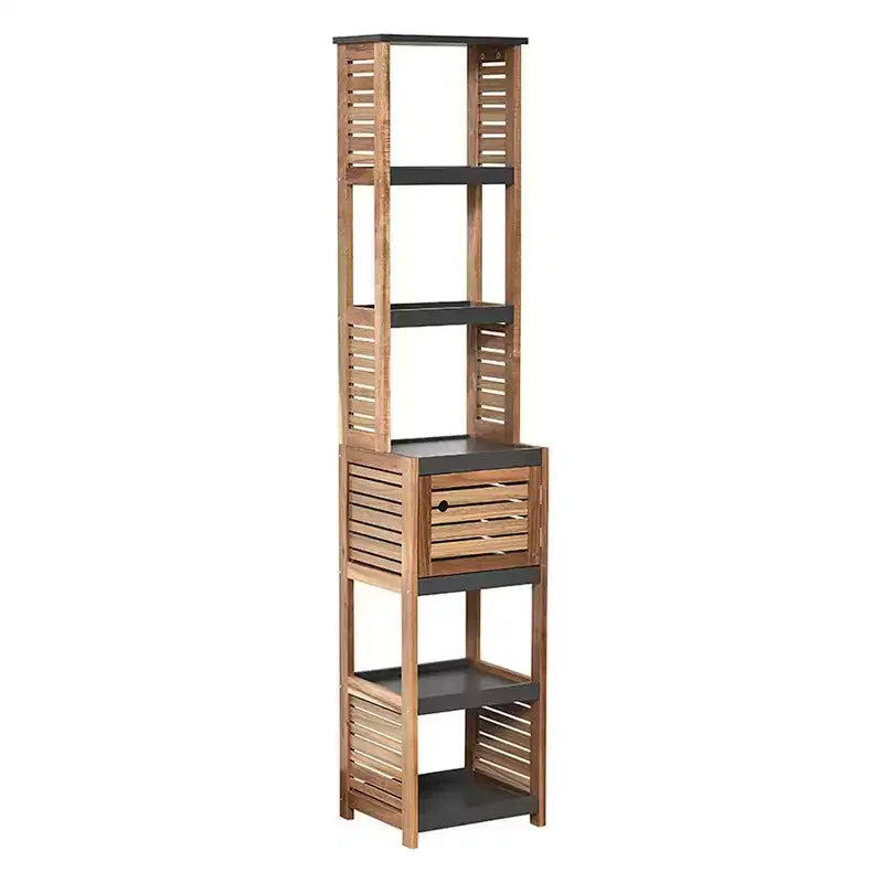 Evideco Articoli per la casa francesi Mobiletto da bagno per riporre la biancheria, torre, elementi in acacia - Legno grigio