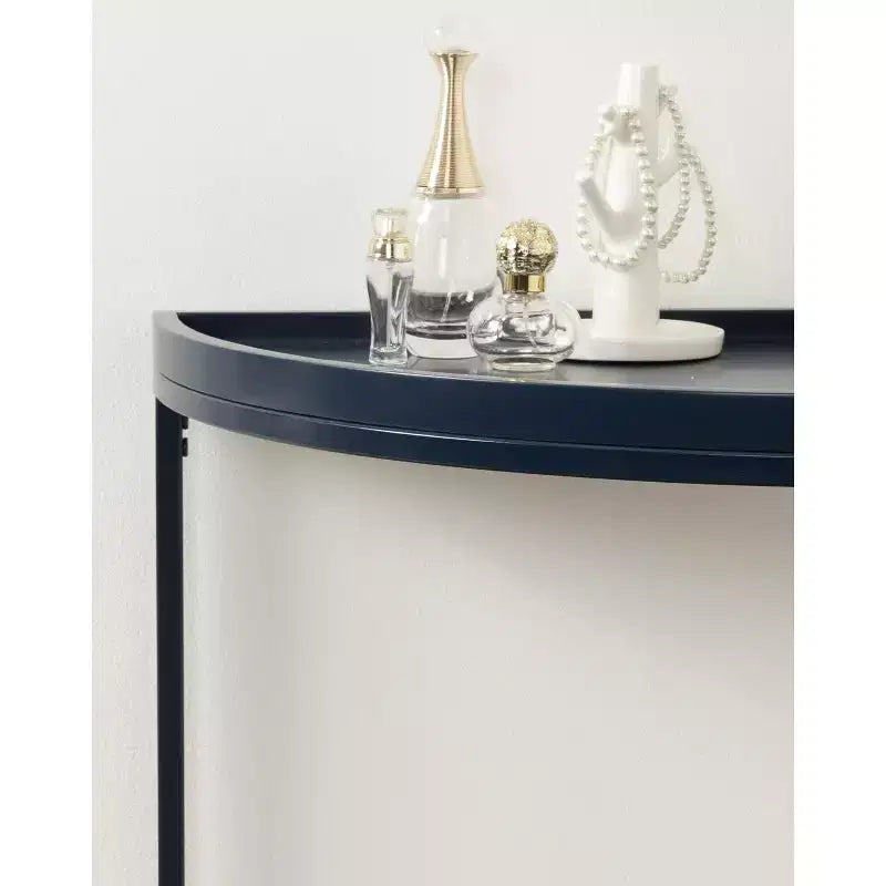 Tavolo Consolle Semicircolare Kate and Laurel Dorrah, 28x14x30, Blu Navy
