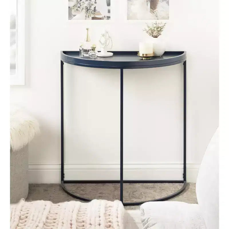 Tavolo Consolle Semicircolare Kate and Laurel Dorrah, 28x14x30, Blu Navy