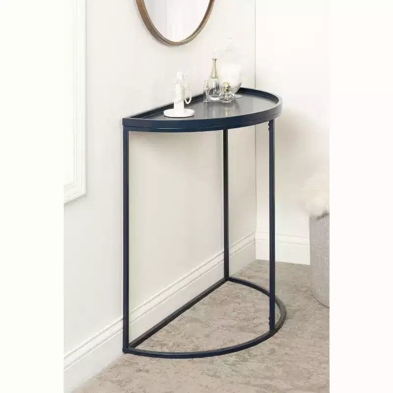 Tavolo Consolle Semicircolare Kate and Laurel Dorrah, 28x14x30, Blu Navy