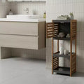 Evideco French Home Goods Bathroom Linen Storage Floor Cabinet Elements Acacia - Gray Wood