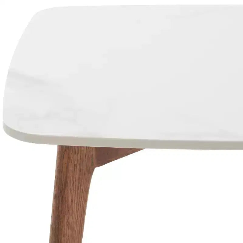 Tavolino finale quadrato Karina - ACC8102A - Finto marmo in ceramica bianca/Noce - Safavieh