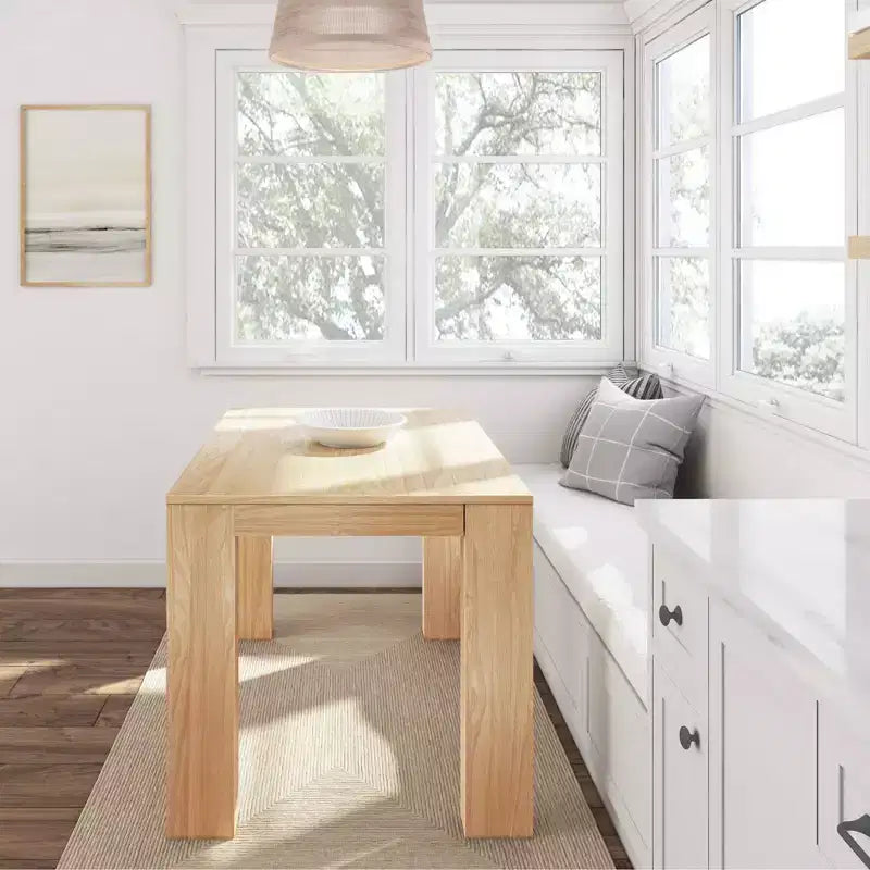 Plank+Beam 48 Tavolo da Pranzo Moderno per 4 Persone, Tavolo da Pranzo Rettangolare in Legno Massello per Cucina/Sala da Pranzo