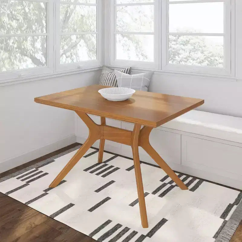 Plank+Beam 48 Verso Rectangular Dining Table for 6, Solid Wood Cross Leg Kitchen Table