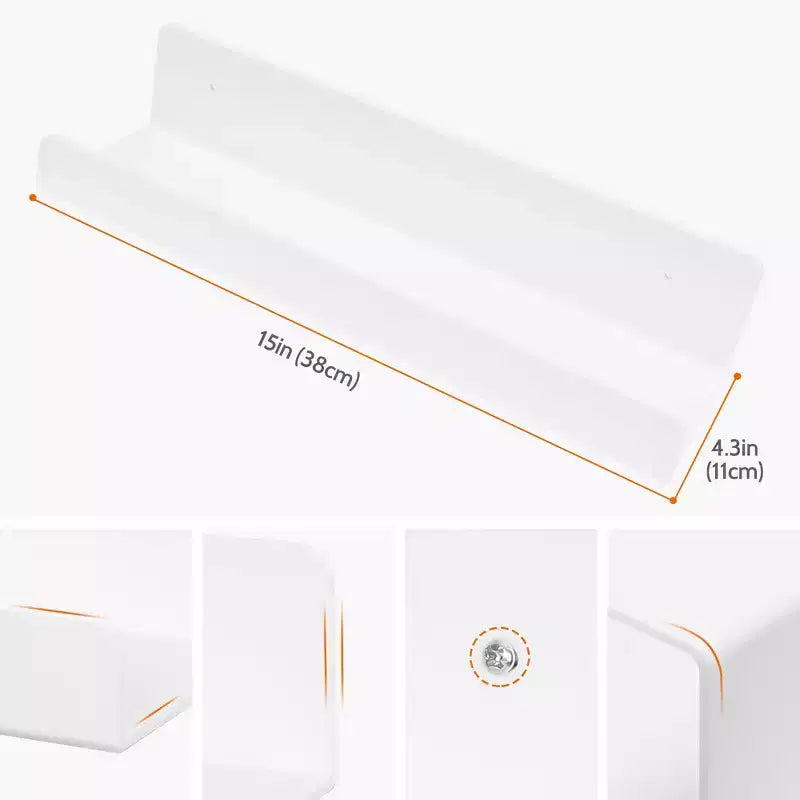 Unique Bargains - Mensola da parete in acrilico per bagno, camera da letto, soggiorno, cucina, colore: Bianco