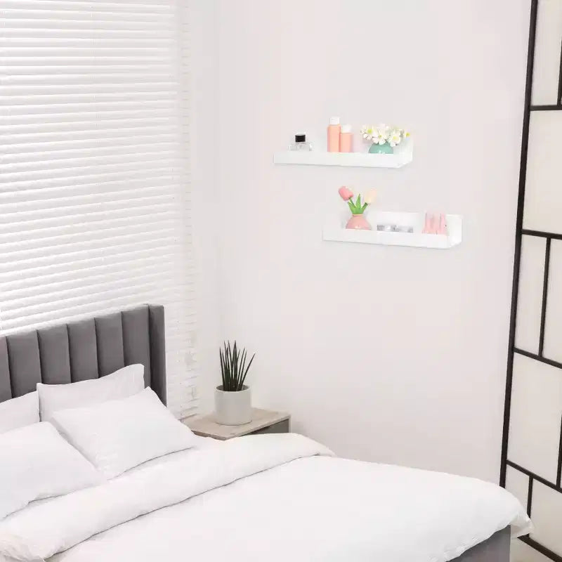 Unique Bargains - Mensola da parete in acrilico per bagno, camera da letto, soggiorno, cucina, colore: Bianco