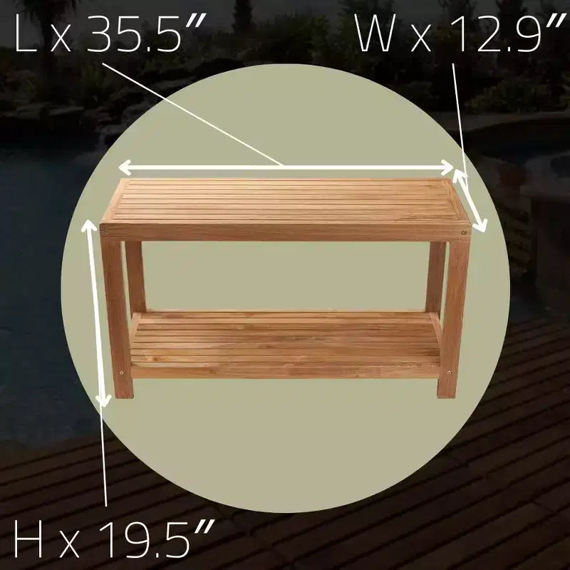 Panca da doccia e vasca spa Nordic Teak 35 Natural con ripiano - Beige
