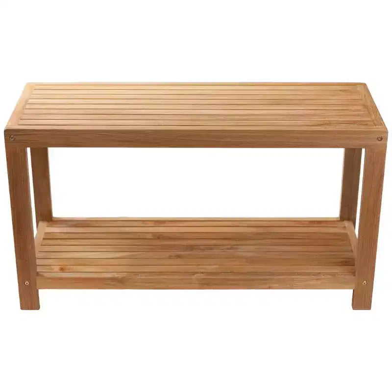 Panca da doccia e vasca spa Nordic Teak 35 Natural con ripiano - Beige