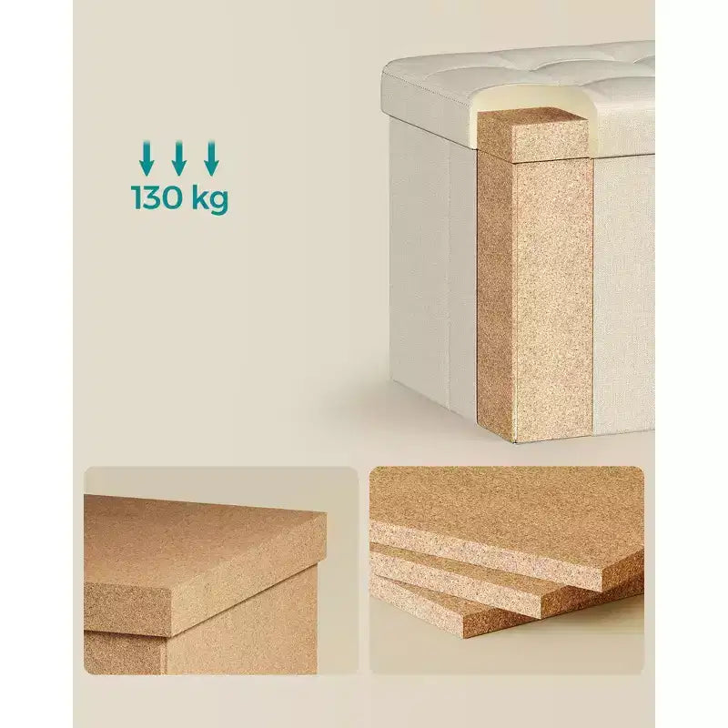 SONGMICS 30 cm Poggiapiedi con Contenitore, Sgabello Pieghevole, Pouf Contenitore, Panca da Ingresso