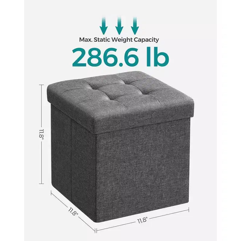SONGMICS 30 cm Poggiapiedi con Contenitore, Sgabello Pieghevole, Pouf Contenitore, Panca da Ingresso