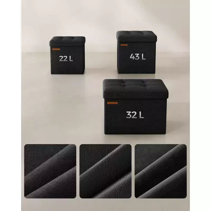 SONGMICS 30 cm Poggiapiedi con Contenitore, Sgabello Pieghevole, Pouf Contenitore, Panca da Ingresso