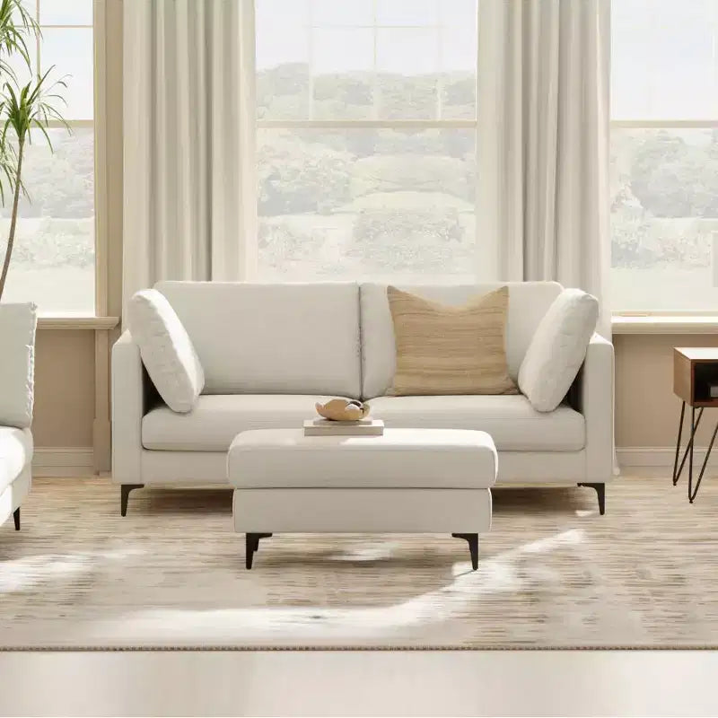 Divano WyndenHall Lana 76" con pouf, stile Mid-Century