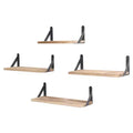Unique Bargains Wooden Floating Wall-Mounted Shelves for Bathroom Bedroom 4 Pcs