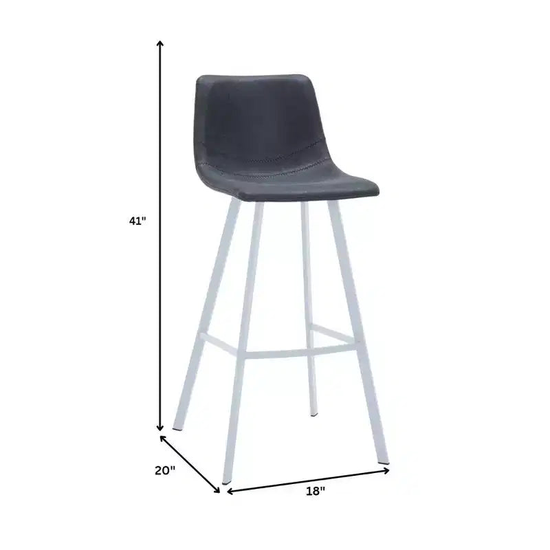 LeisureMod Elland Sgabello da Bar Imbottito in Pelle da 41" con Gambe in Ferro - Sgabello da Bancone Moderno con Base e Poggiapiedi Bianchi per Cucina, Bar e Pub