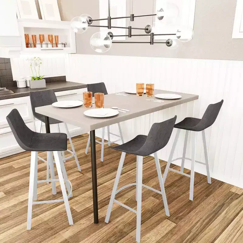 LeisureMod Elland Sgabello da Bar Imbottito in Pelle da 41" con Gambe in Ferro - Sgabello da Bancone Moderno con Base e Poggiapiedi Bianchi per Cucina, Bar e Pub