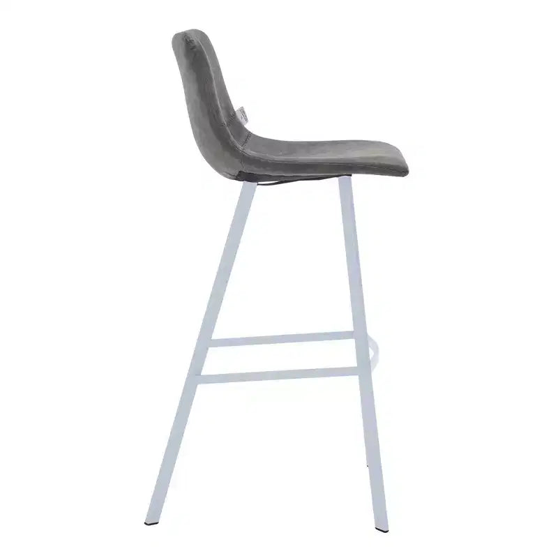 LeisureMod Elland Sgabello da Bar Imbottito in Pelle da 41" con Gambe in Ferro - Sgabello da Bancone Moderno con Base e Poggiapiedi Bianchi per Cucina, Bar e Pub