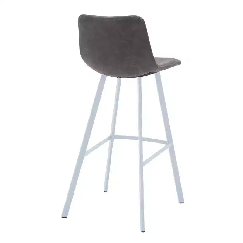 LeisureMod Elland Sgabello da Bar Imbottito in Pelle da 41" con Gambe in Ferro - Sgabello da Bancone Moderno con Base e Poggiapiedi Bianchi per Cucina, Bar e Pub